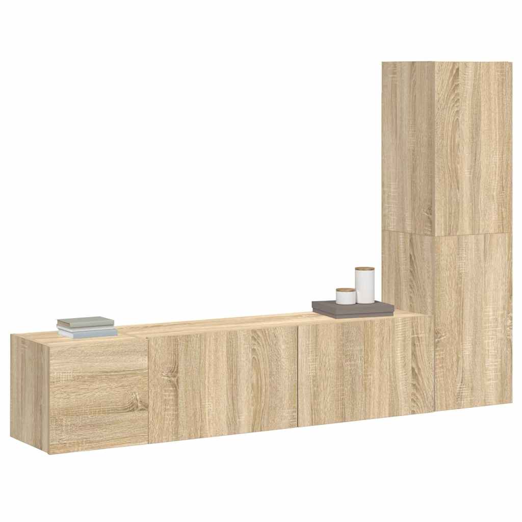 3 Piece TV Cabinet Set Sonoma Oak Engineered Wood