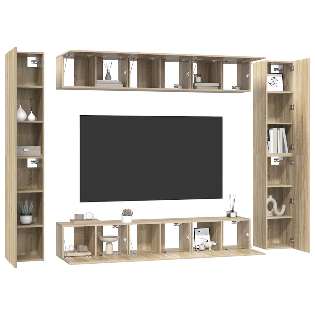 10 Piece TV Cabinet Set Sonoma Oak Engineered Wood