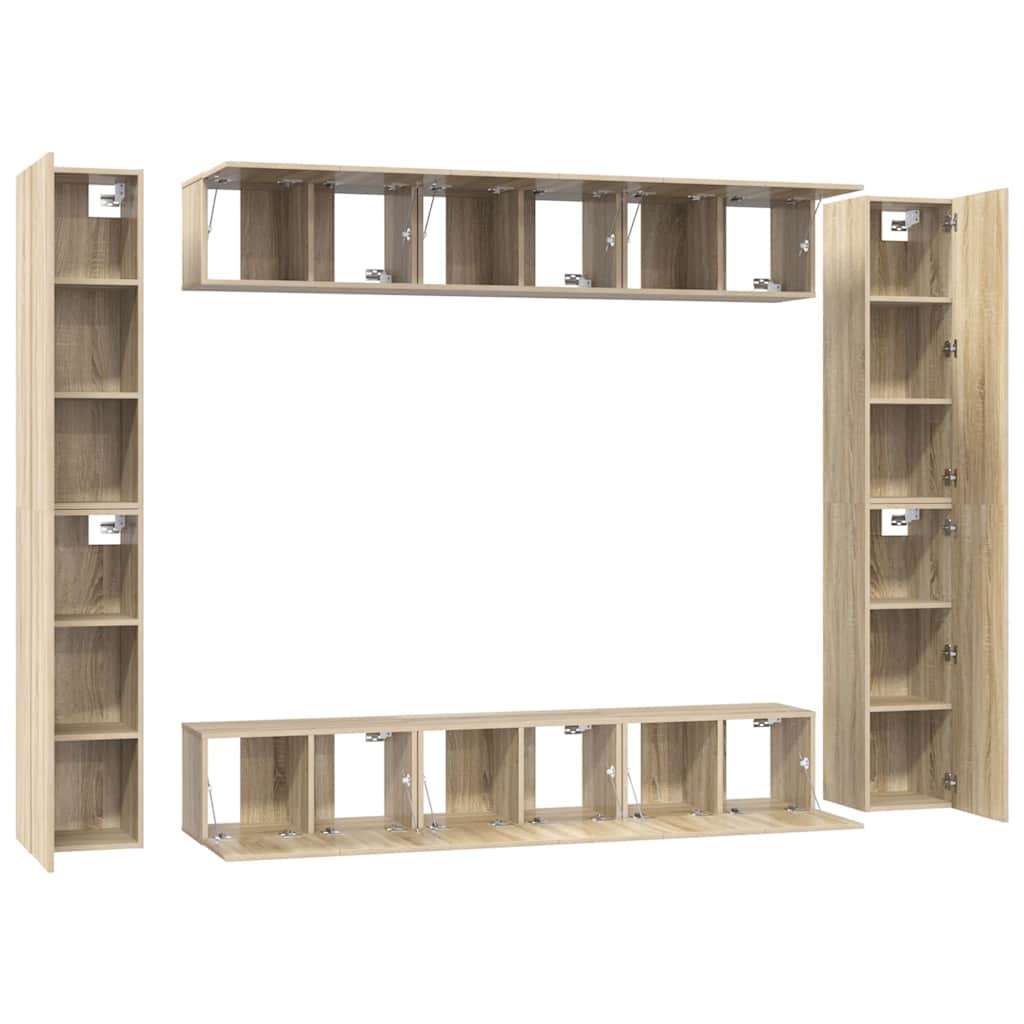 10 Piece TV Cabinet Set Sonoma Oak Engineered Wood