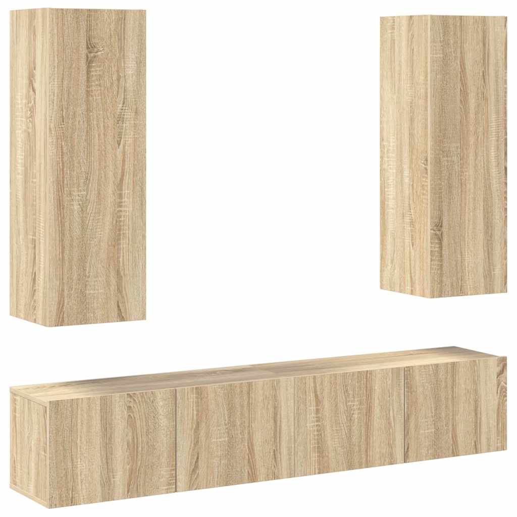 4 Piece TV Cabinet Set Sonoma Oak Engineered Wood