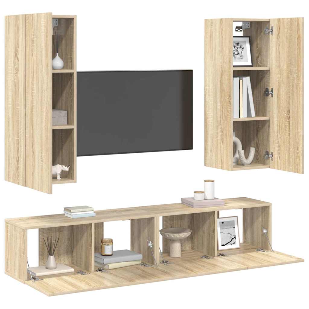 4 Piece TV Cabinet Set Sonoma Oak Engineered Wood