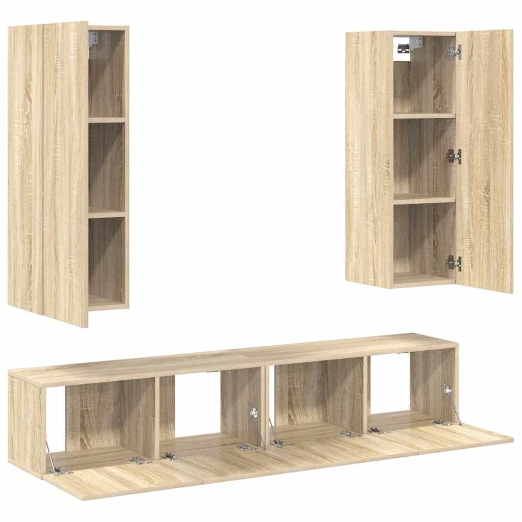 4 Piece TV Cabinet Set Sonoma Oak Engineered Wood