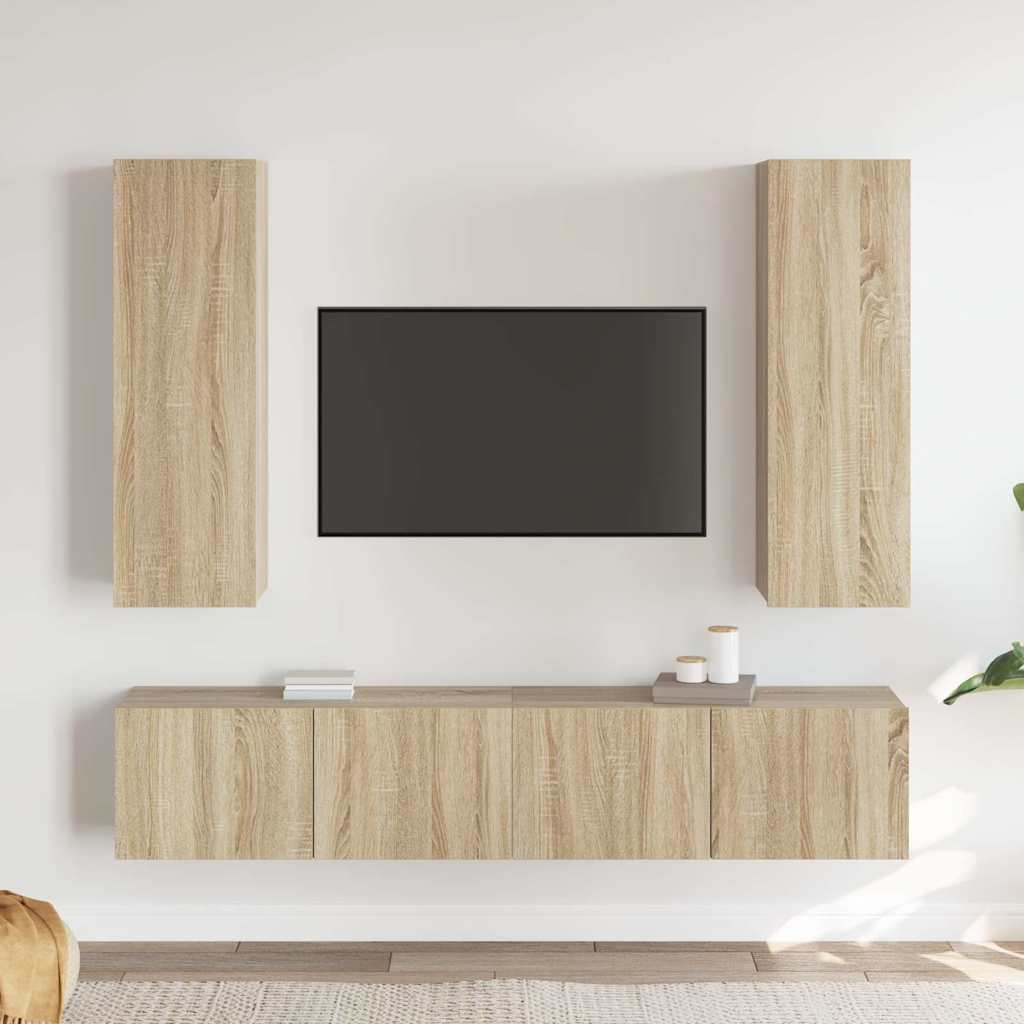 4 Piece TV Cabinet Set Sonoma Oak Engineered Wood