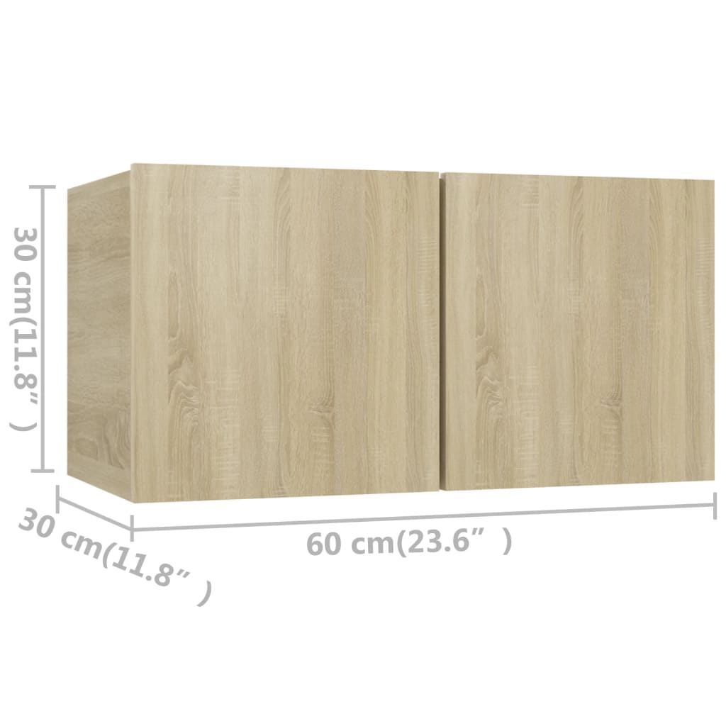 vidaXL 3 Piece TV Cabinet Set Sonoma Oak Engineered Wood