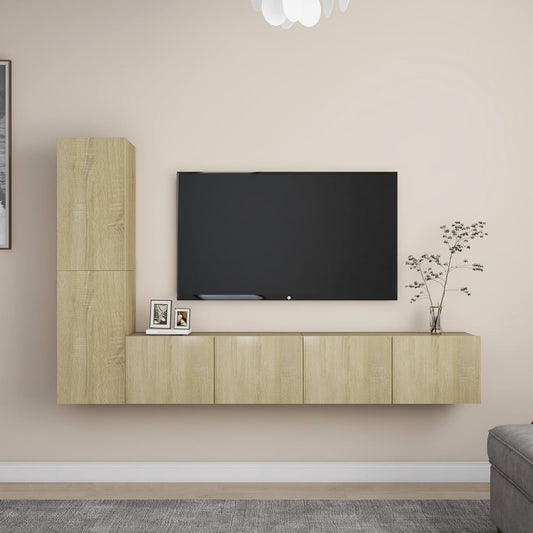 vidaXL 4 Piece TV Cabinet Set Sonoma Oak Engineered Wood