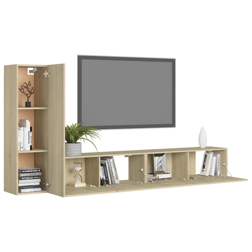 vidaXL 3 Piece TV Cabinet Set Sonoma Oak Engineered Wood