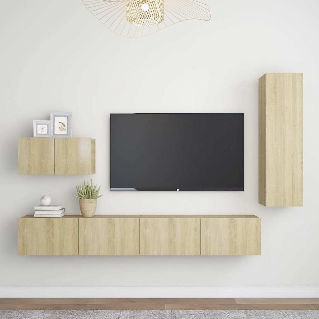 4 Piece TV Cabinet Set Sonoma Oak Engineered Wood