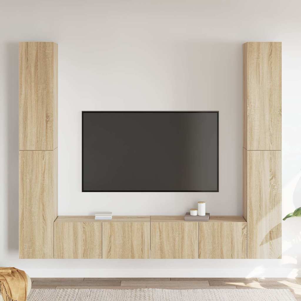 6 Piece TV Cabinet Set Sonoma Oak Engineered Wood