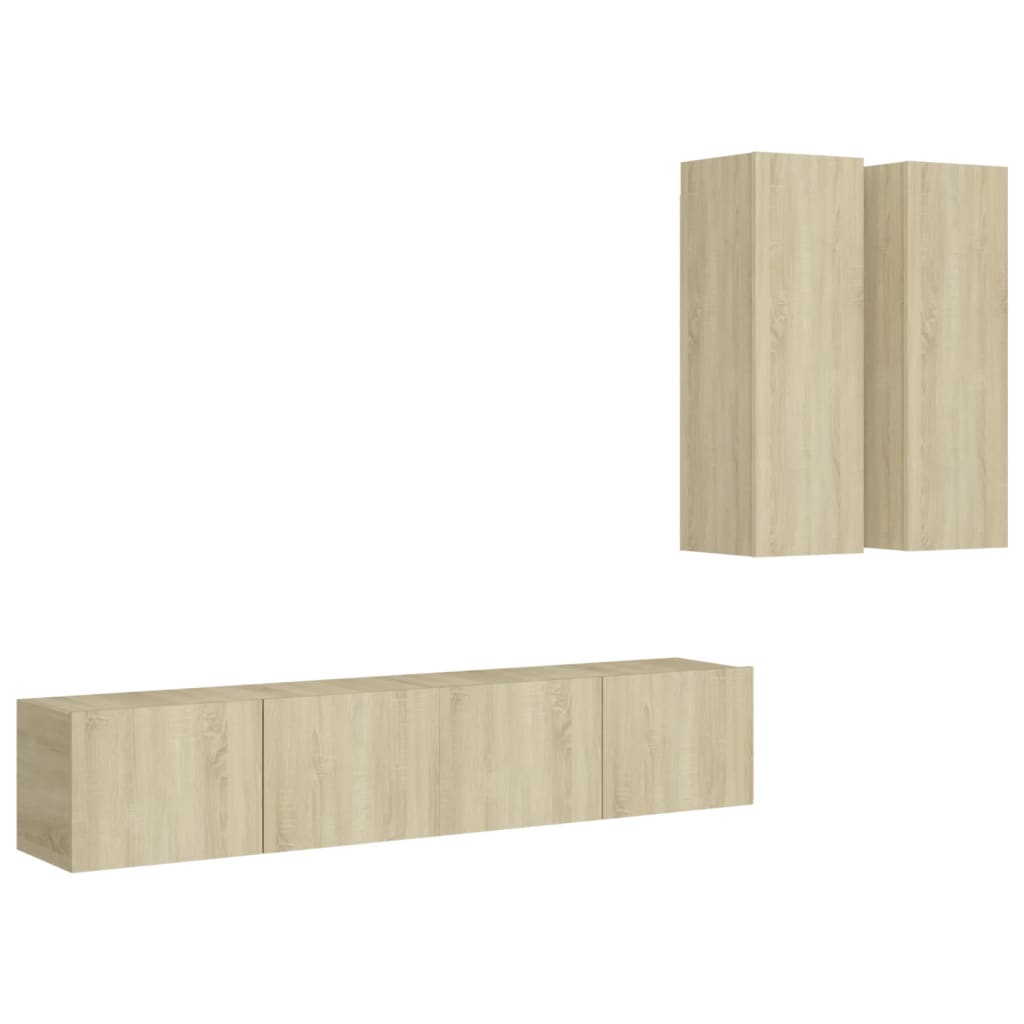 3079001 vidaXL 4 Piece TV Cabinet Set Sonoma Oak Engineered Wood (801475x2+803351)