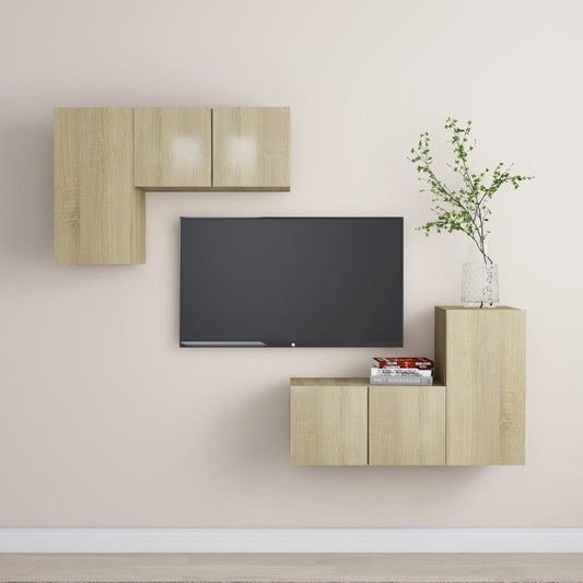 vidaXL 4 Piece TV Cabinet Set Sonoma Oak Engineered Wood