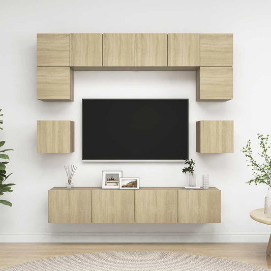 8 Piece TV Cabinet Set Sonoma Oak Engineered Wood