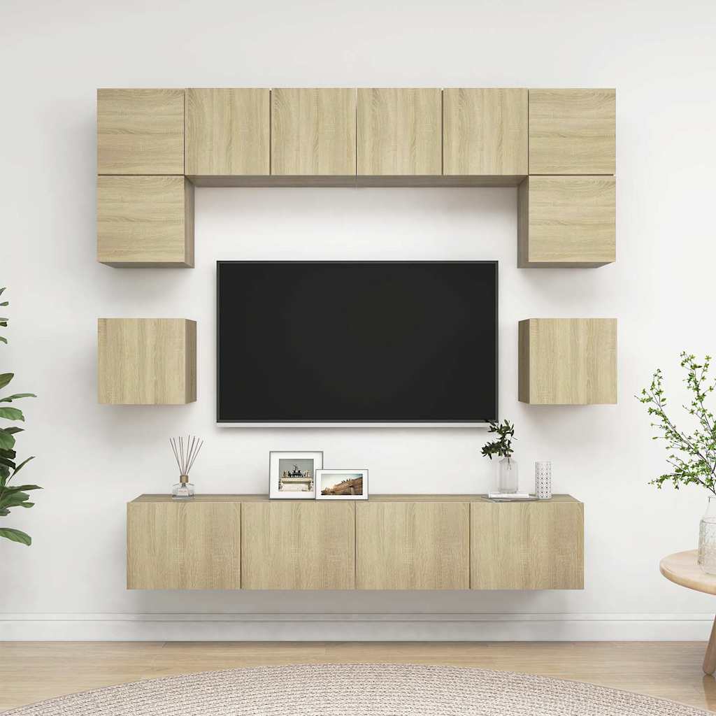 8 Piece TV Cabinet Set Sonoma Oak Engineered Wood