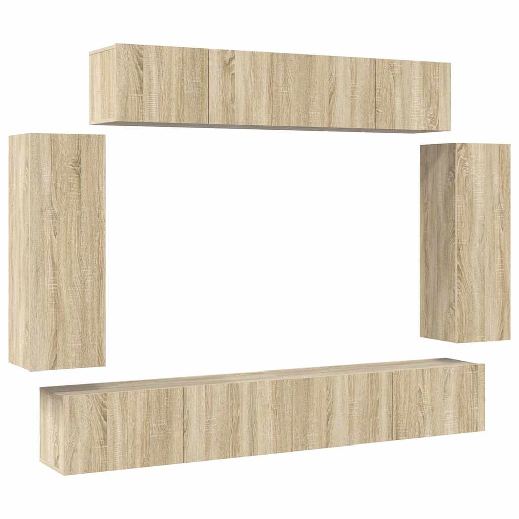 6 Piece TV Cabinet Set Sonoma Oak Engineered Wood