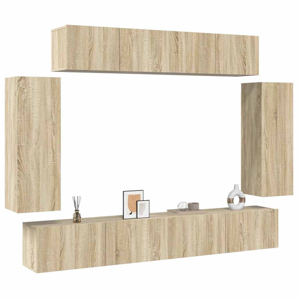 6 Piece TV Cabinet Set Sonoma Oak Engineered Wood