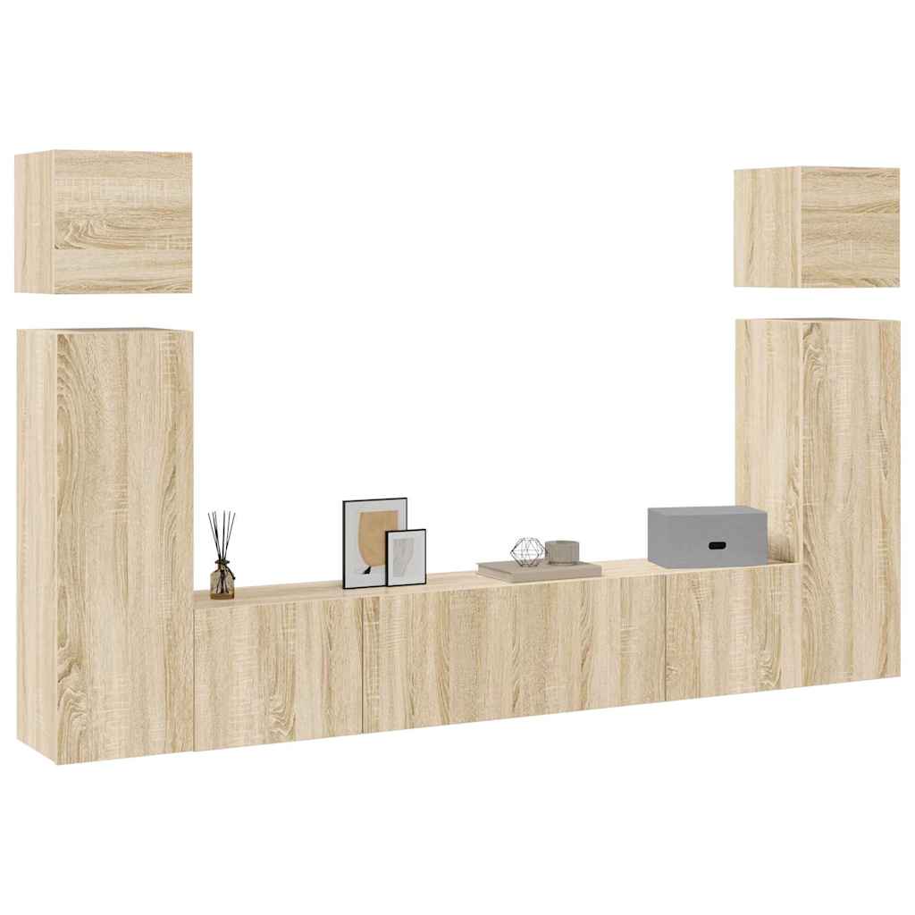 8 Piece TV Cabinet Set Sonoma Oak Engineered Wood