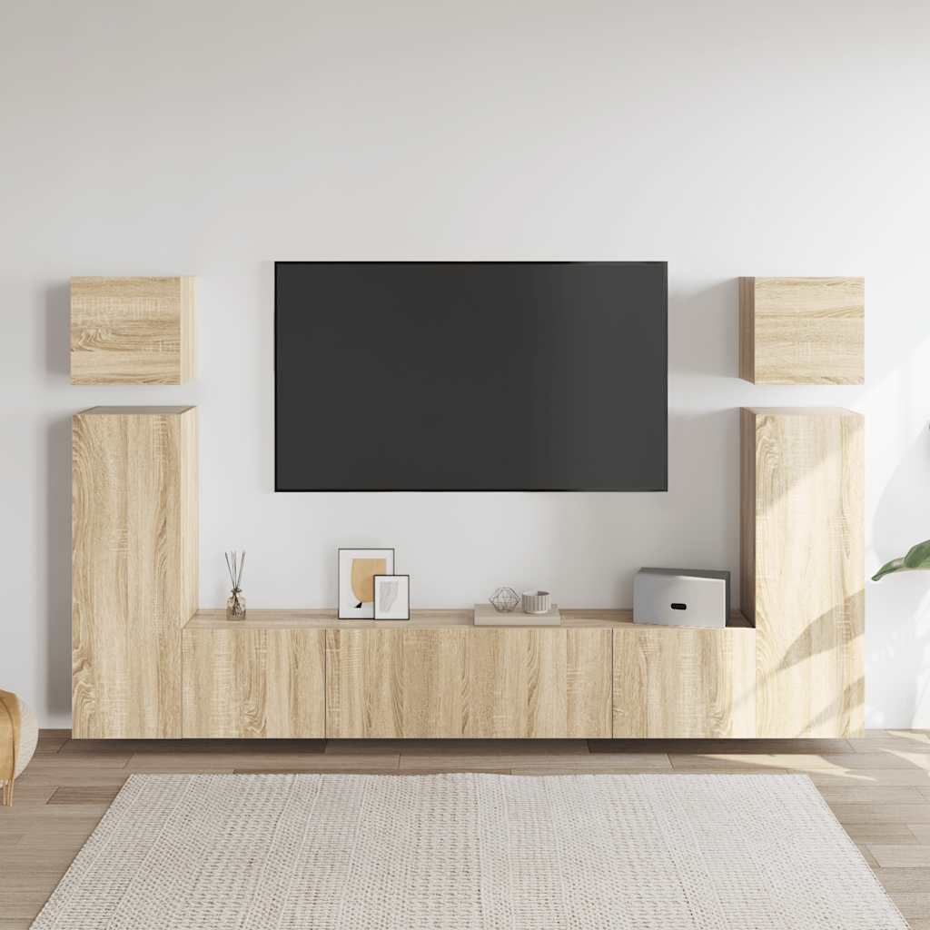 3079020 vidaXL 8 Piece TV Cabinet Set Sonoma Oak Engineered Wood (801475x4+803351+804491)