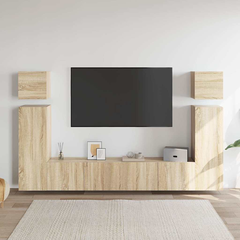 8 Piece TV Cabinet Set Sonoma Oak Engineered Wood