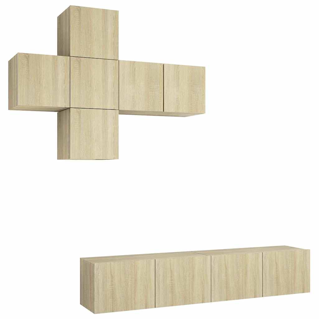 7 Piece TV Cabinet Set Sonoma Oak Engineered Wood