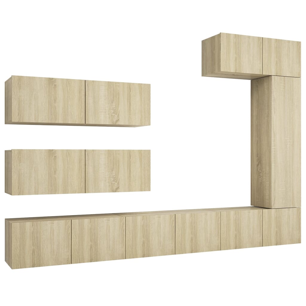 7 Piece TV Cabinet Set Sonoma Oak Engineered Wood