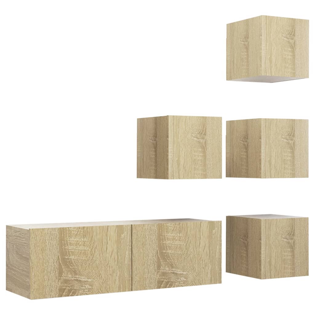 3079037 vidaXL 5 Piece TV Cabinet Set Sonoma Oak Engineered Wood (804492+801484)