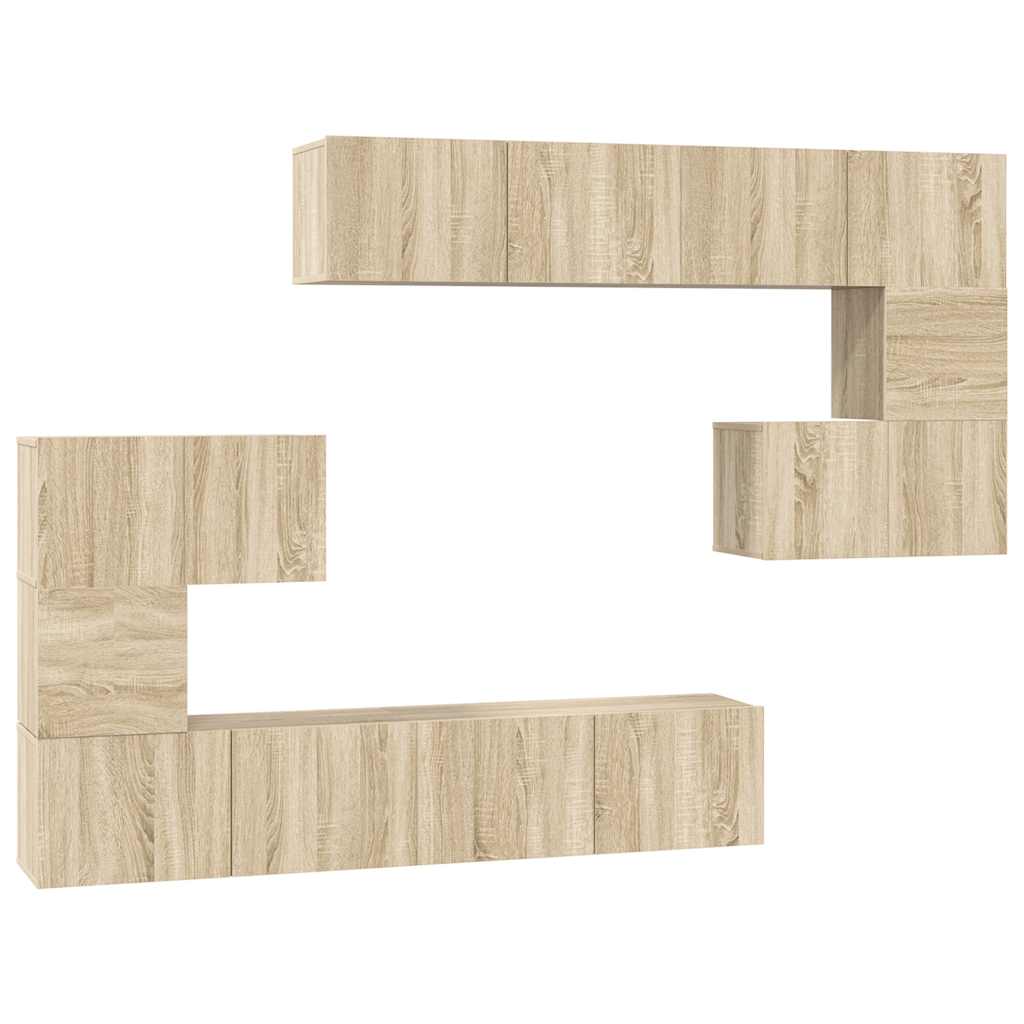 8 Piece TV Cabinet Set Sonoma Oak Engineered Wood