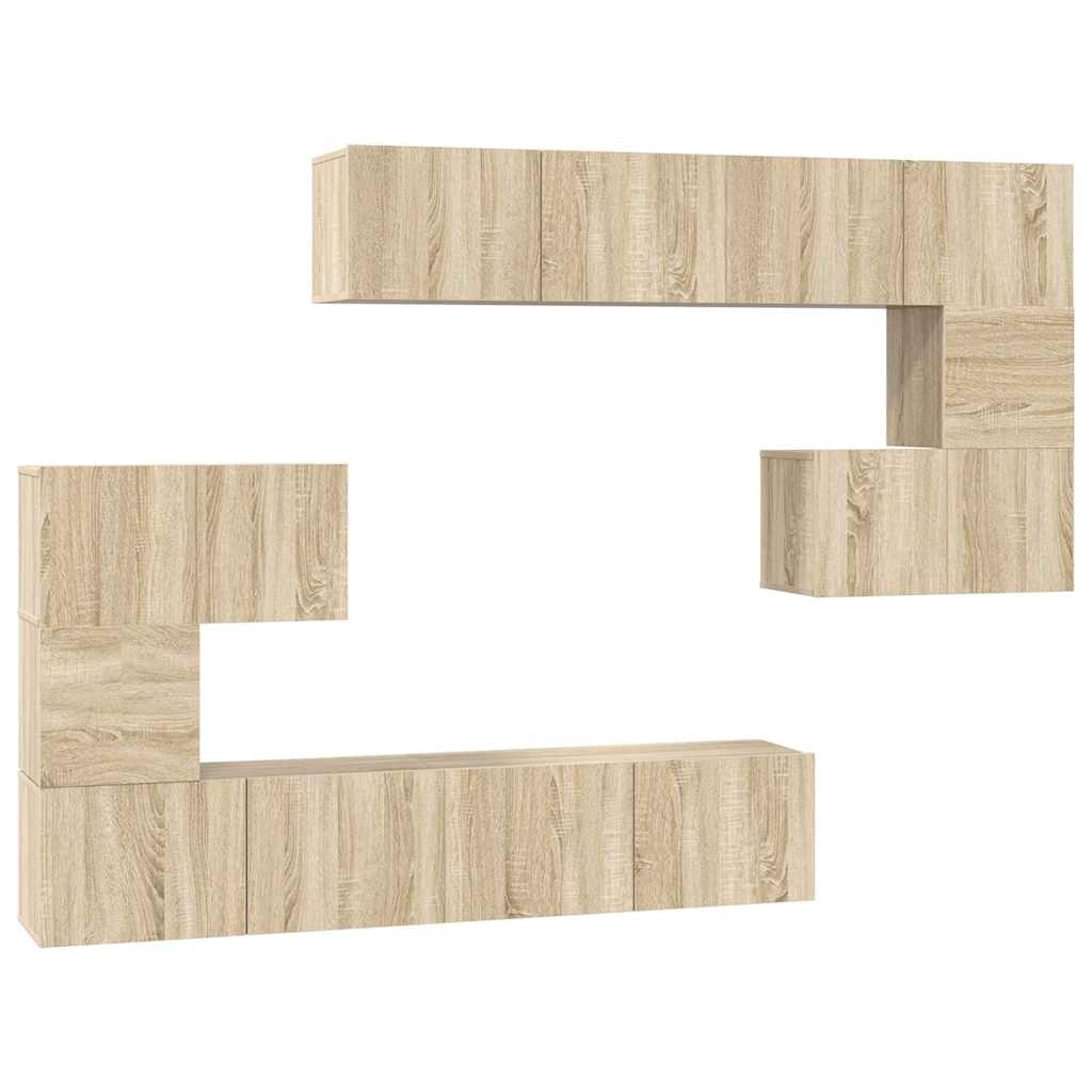 8 Piece TV Cabinet Set Sonoma Oak Engineered Wood