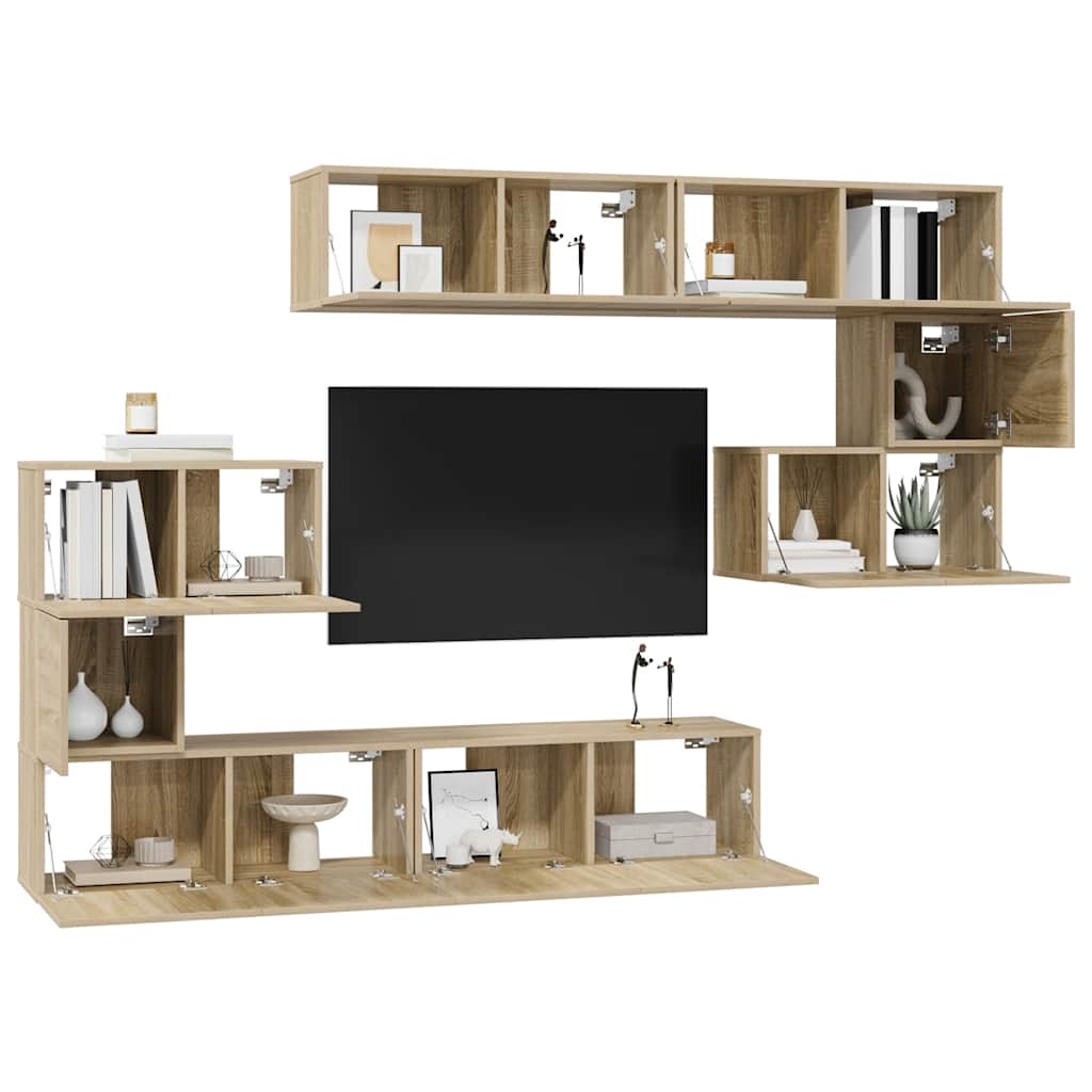 8 Piece TV Cabinet Set Sonoma Oak Engineered Wood