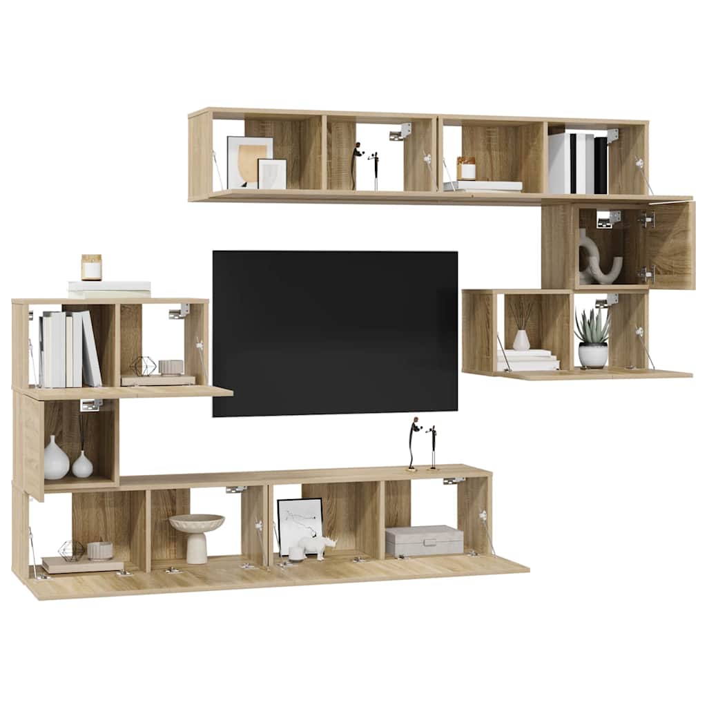 8 Piece TV Cabinet Set Sonoma Oak Engineered Wood