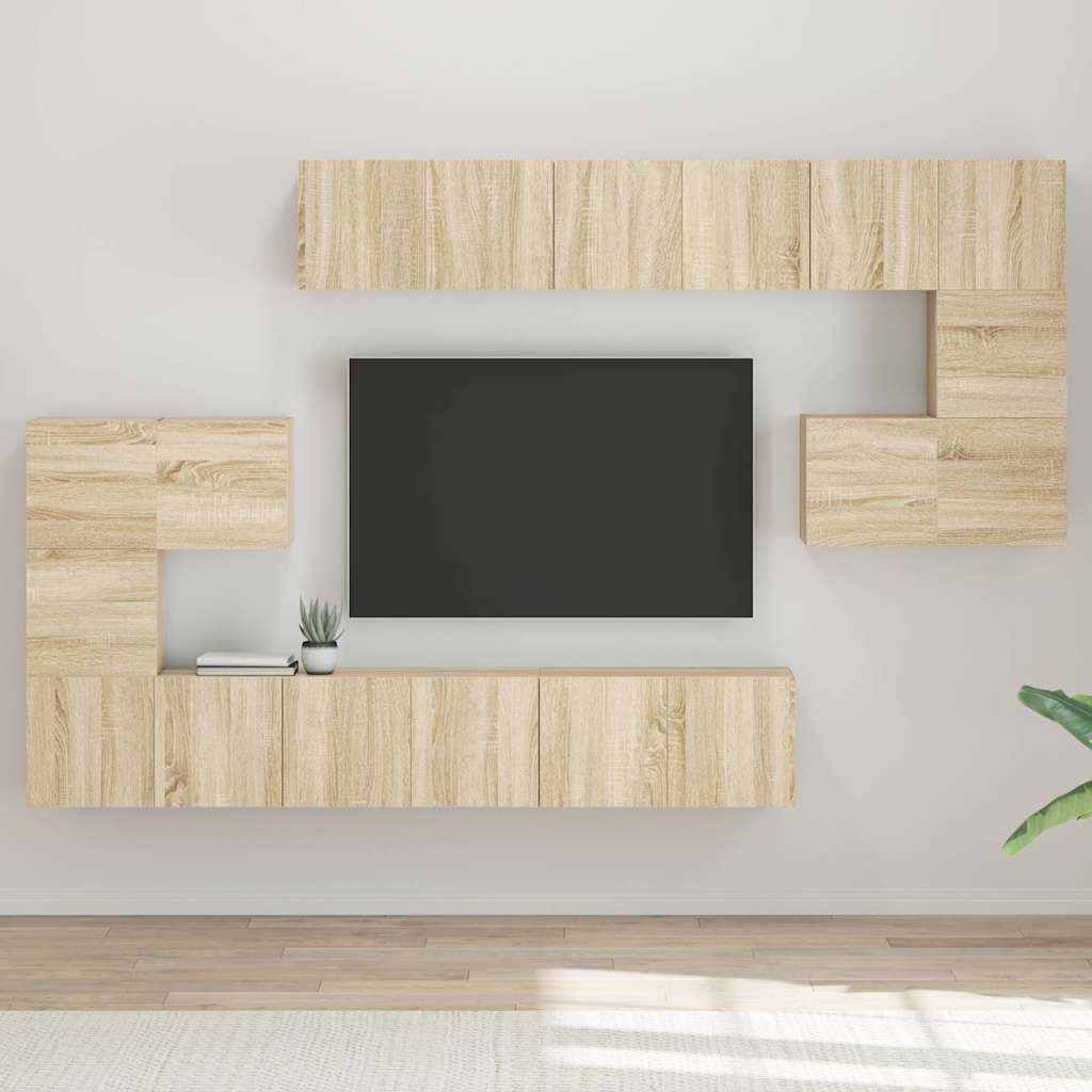 10 Piece TV Cabinet Set Sonoma Oak Engineered Wood