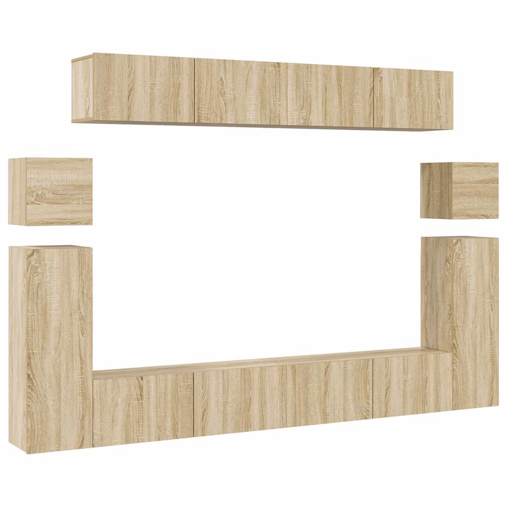 8 Piece TV Cabinet Set Sonoma Oak Engineered Wood