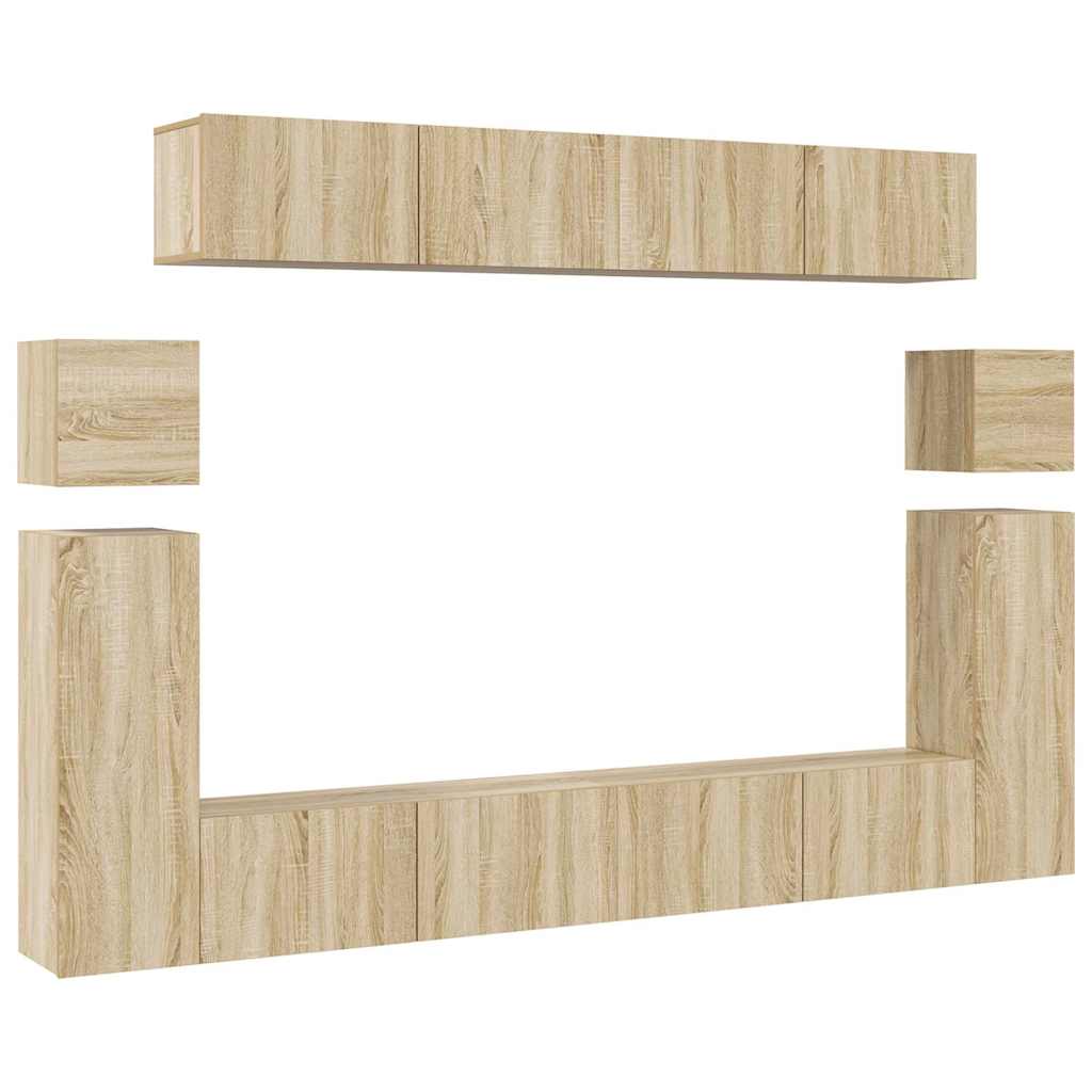 8 Piece TV Cabinet Set Sonoma Oak Engineered Wood