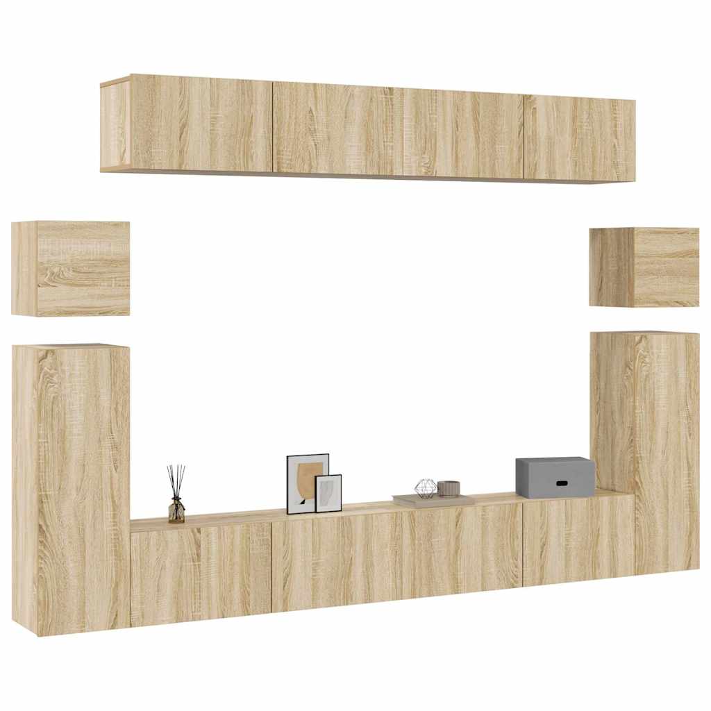 8 Piece TV Cabinet Set Sonoma Oak Engineered Wood