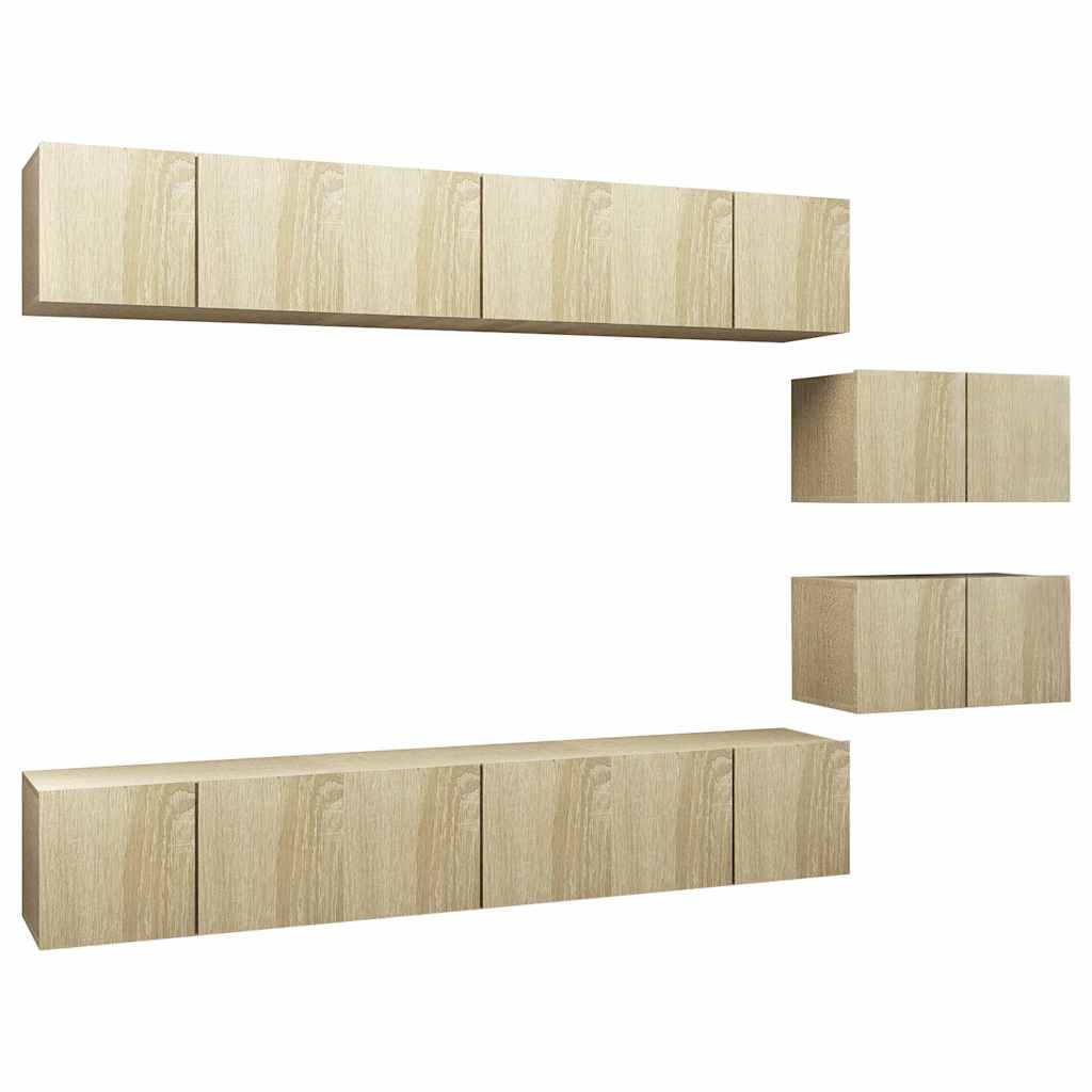 8 Piece Wall-mounted TV Cabinet Set Sonoma Oak Engineered Wood