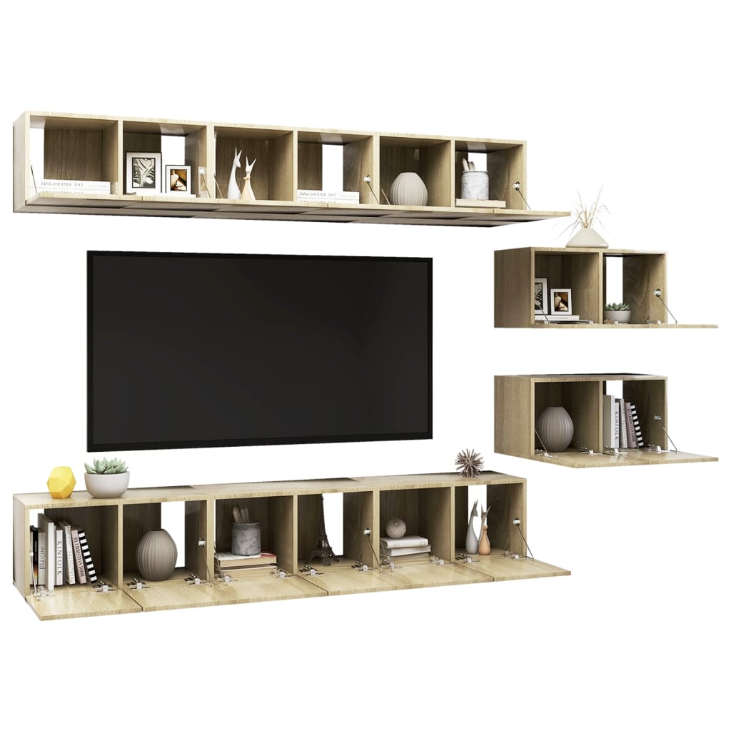 vidaXL TV Cabinets 8 pcs Sonoma Oak Engineered Wood