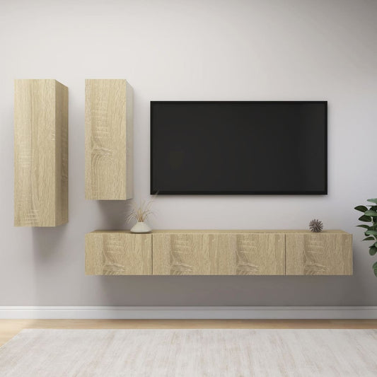 vidaXL 4 Piece TV Cabinet Set Sonoma Oak Engineered Wood