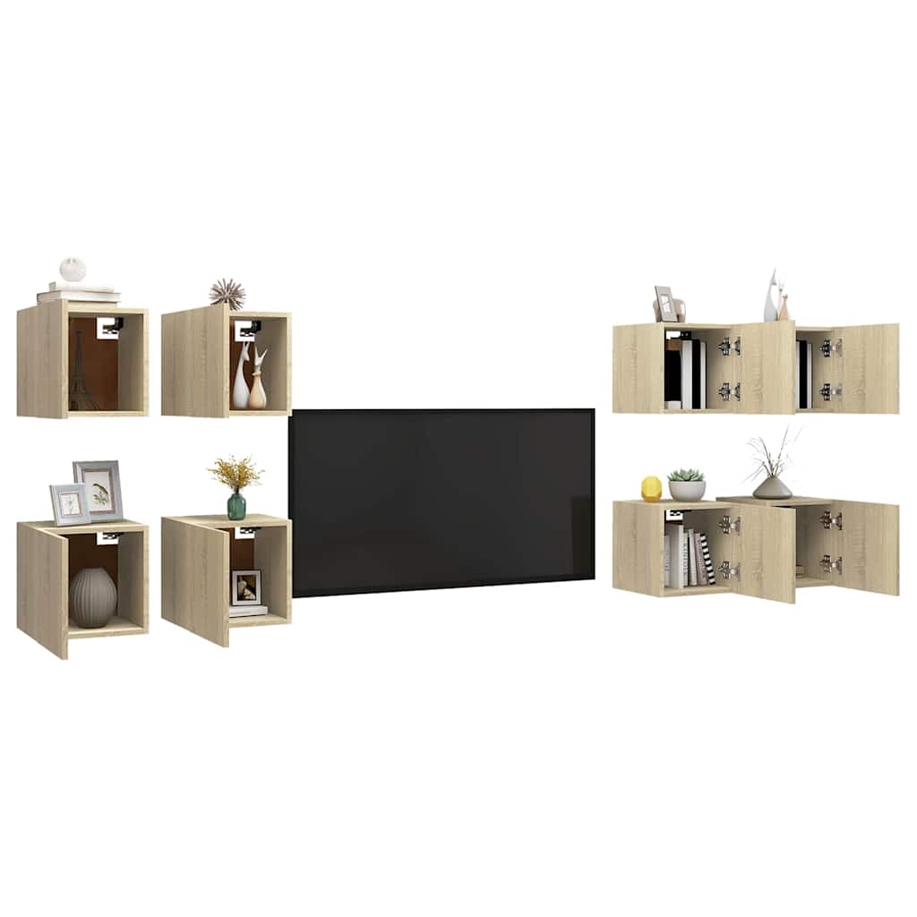 8 Piece Wall-mounted TV Cabinet Set Sonoma Oak 30,5x30x30 cm