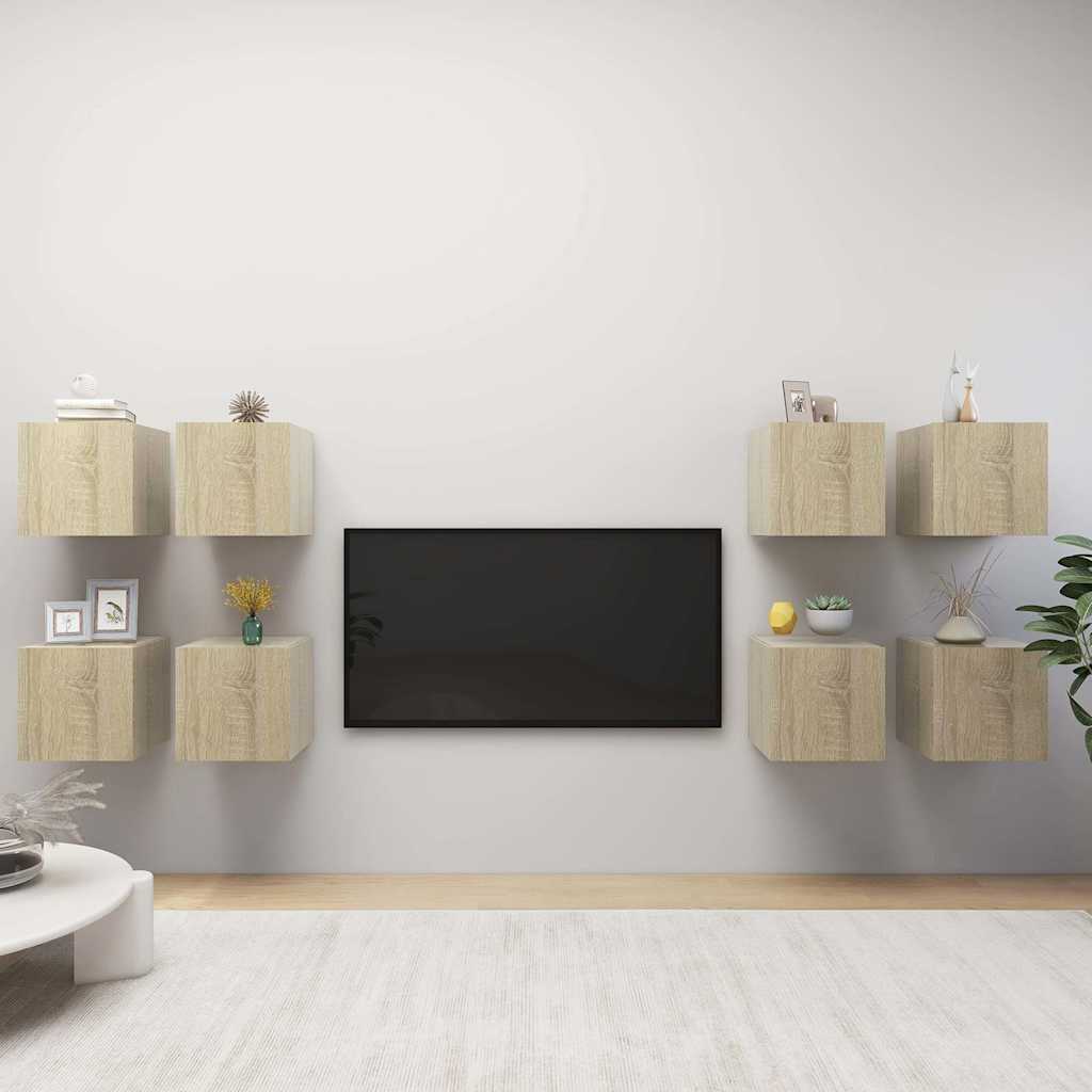 8 Piece Wall-mounted TV Cabinet Set Sonoma Oak 30,5x30x30 cm