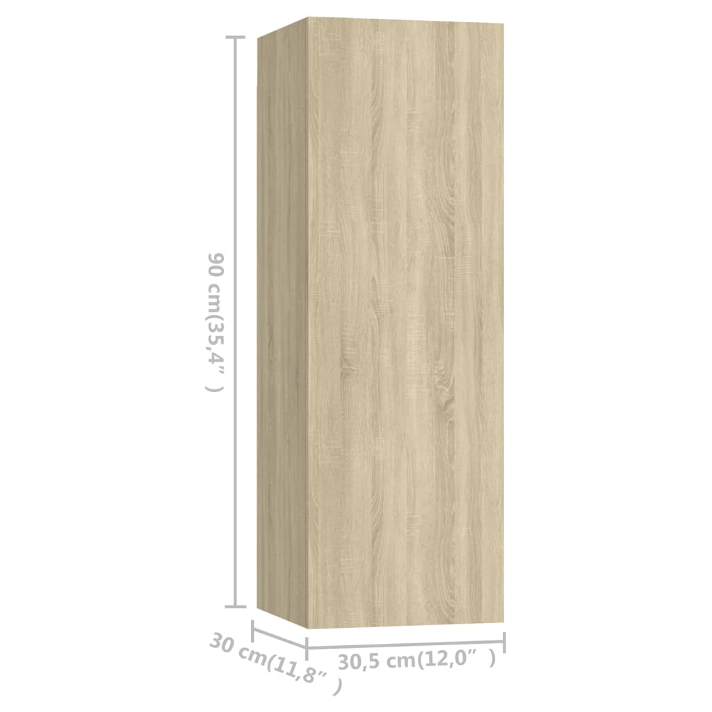 vidaXL TV Cabinets 4 pcs Sonoma Oak 30.5x30x90 cm Engineered Wood