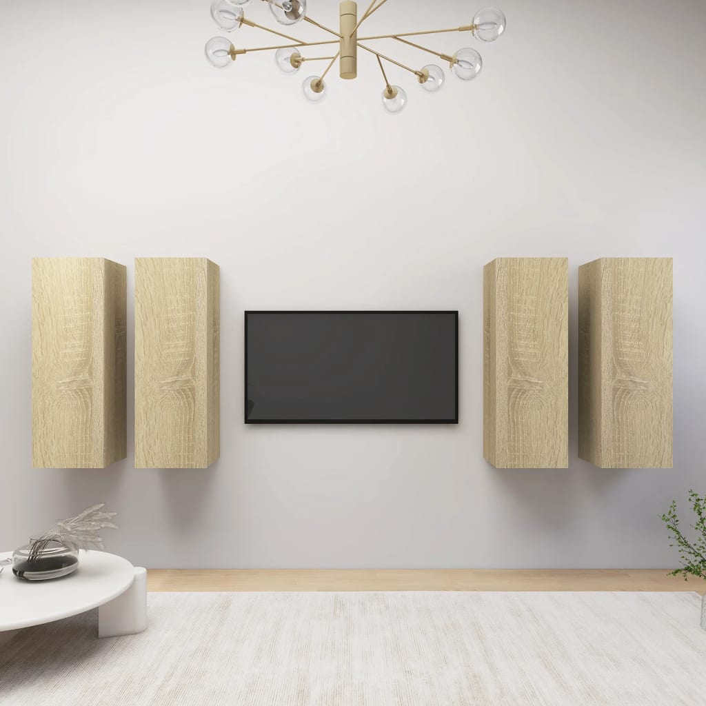 vidaXL TV Cabinets 4 pcs Sonoma Oak 30.5x30x90 cm Engineered Wood