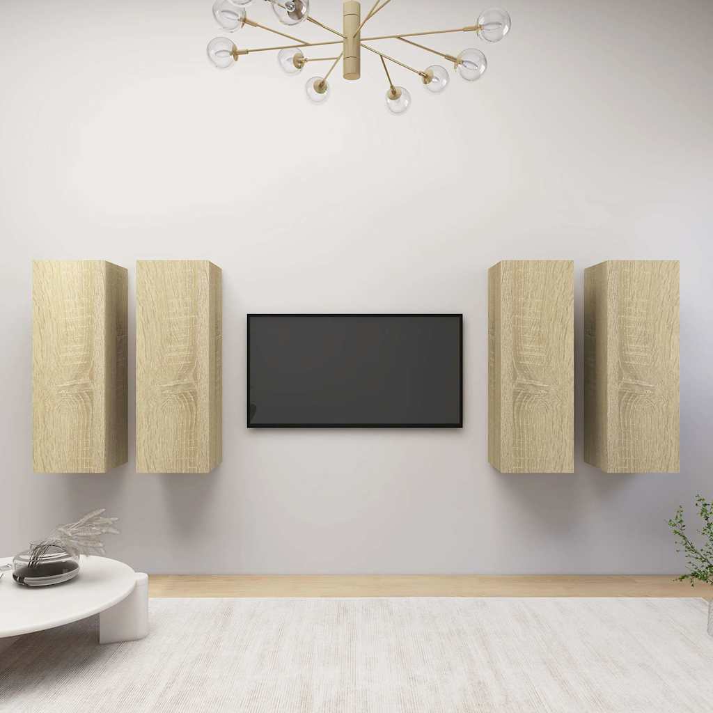 4 Piece TV Cabinet Set Sonoma Oak 30,5x30x90 cm Engineered Wood