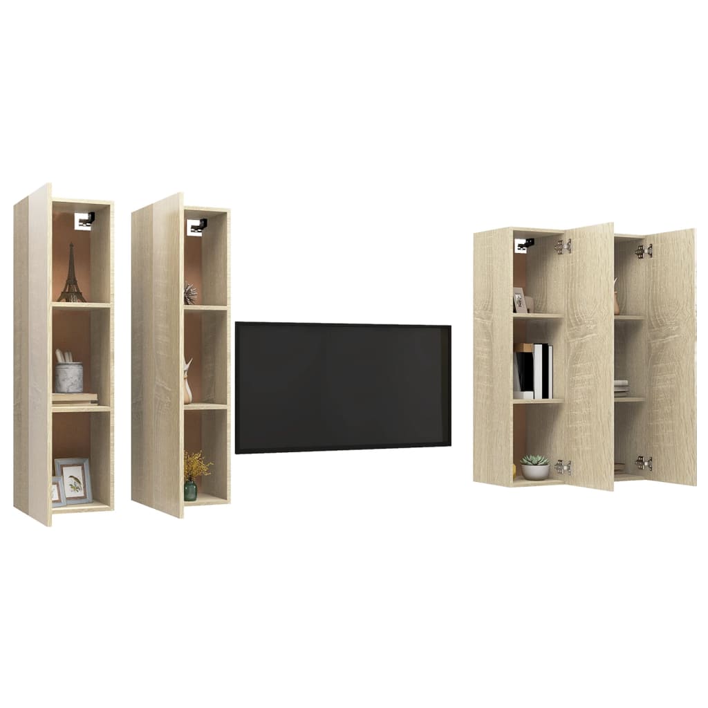 vidaXL TV Cabinets 4 pcs Sonoma Oak 30.5x30x110 cm Engineered Wood