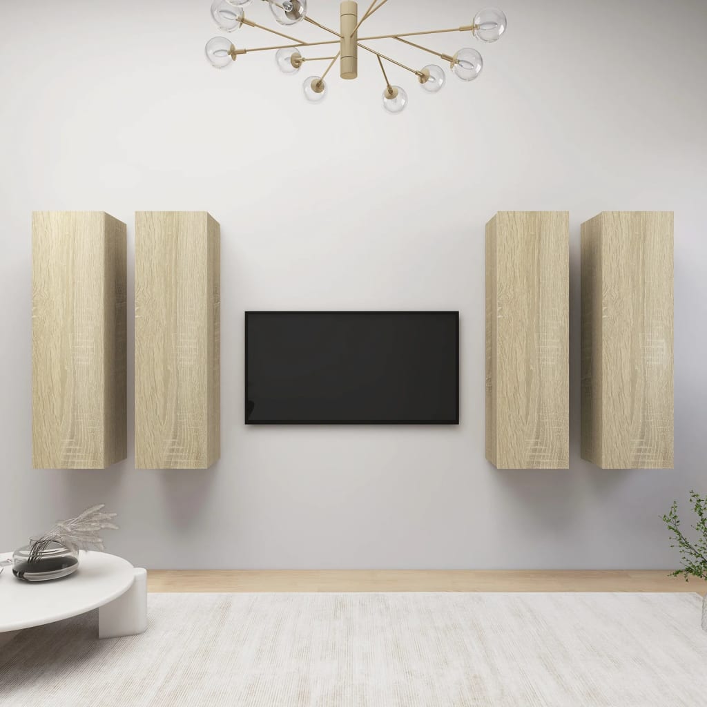 vidaXL TV Cabinets 4 pcs Sonoma Oak 30.5x30x110 cm Engineered Wood