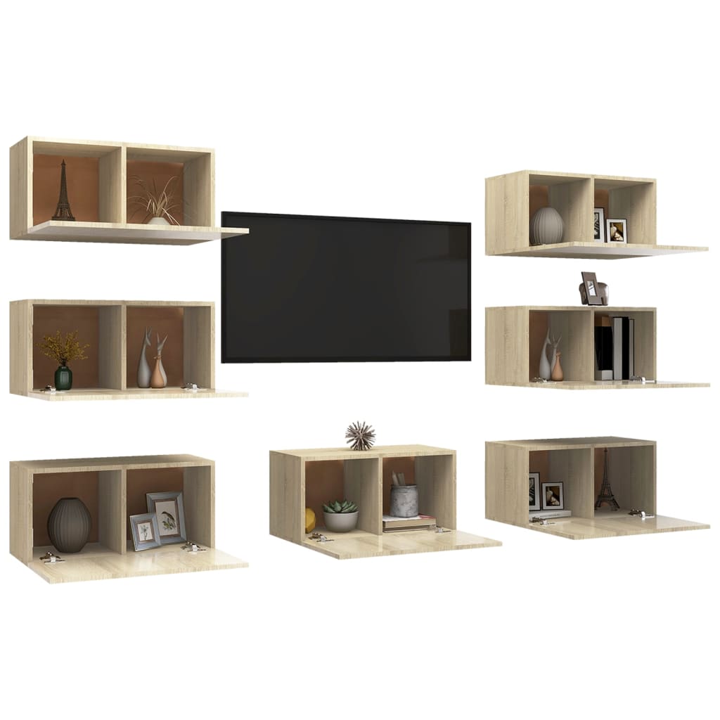 vidaXL TV Cabinets 7 pcs Sonoma Oak 30.5x30x60 cm Engineered Wood