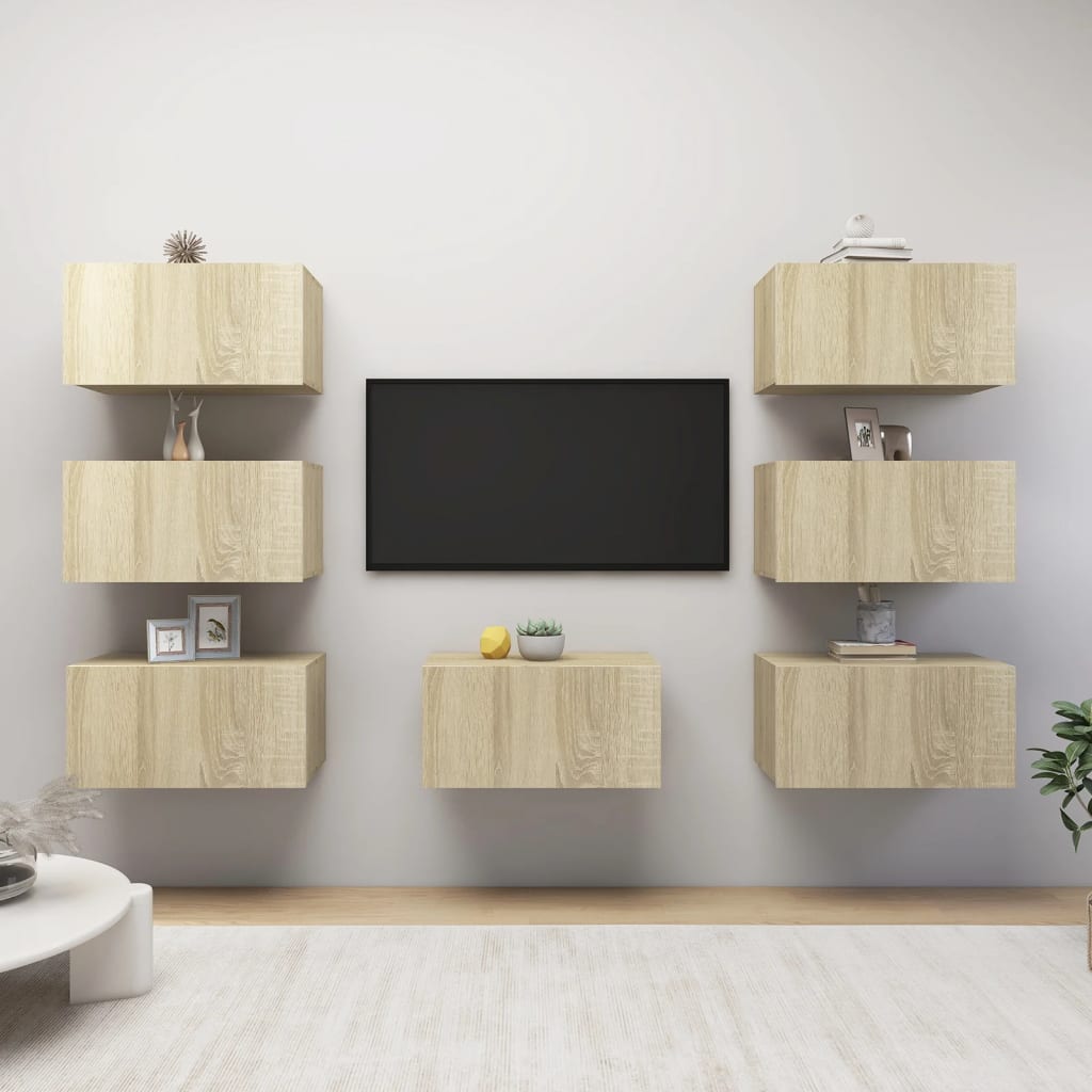 vidaXL TV Cabinets 7 pcs Sonoma Oak 30.5x30x60 cm Engineered Wood