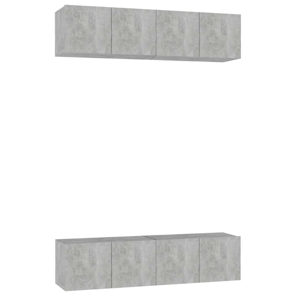 vidaXL TV Cabinets 4 pcs Concrete Grey 60x30x30 cm Engineered Wood