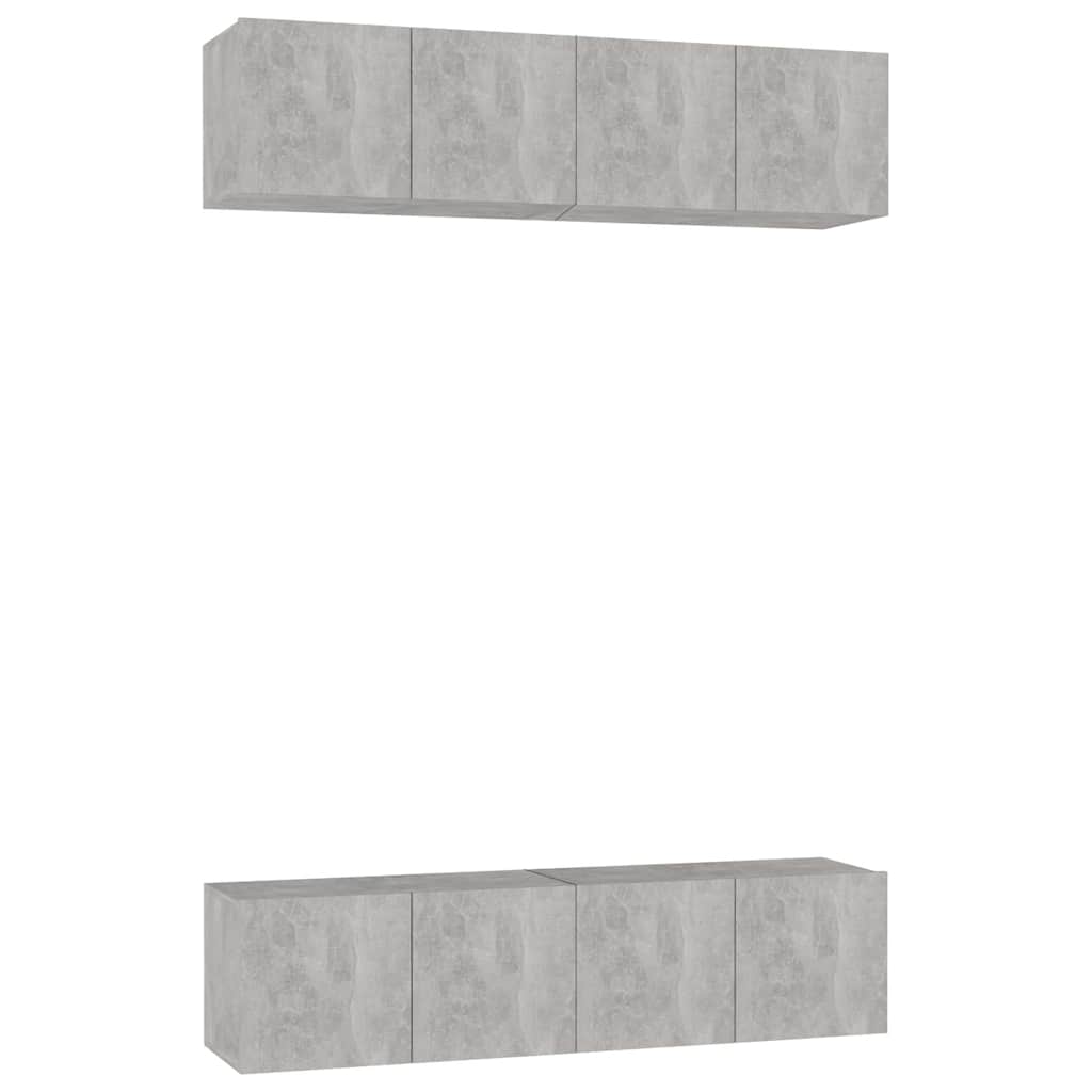 4 Piece TV Cabinet Set Concrete Grey 60x30x30 cm Engineered Wood