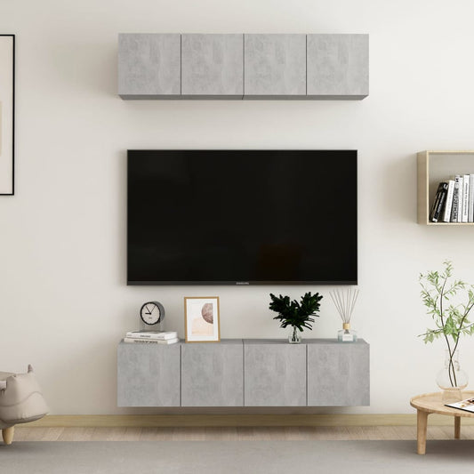 vidaXL TV Cabinets 4 pcs Concrete Grey 60x30x30 cm Engineered Wood