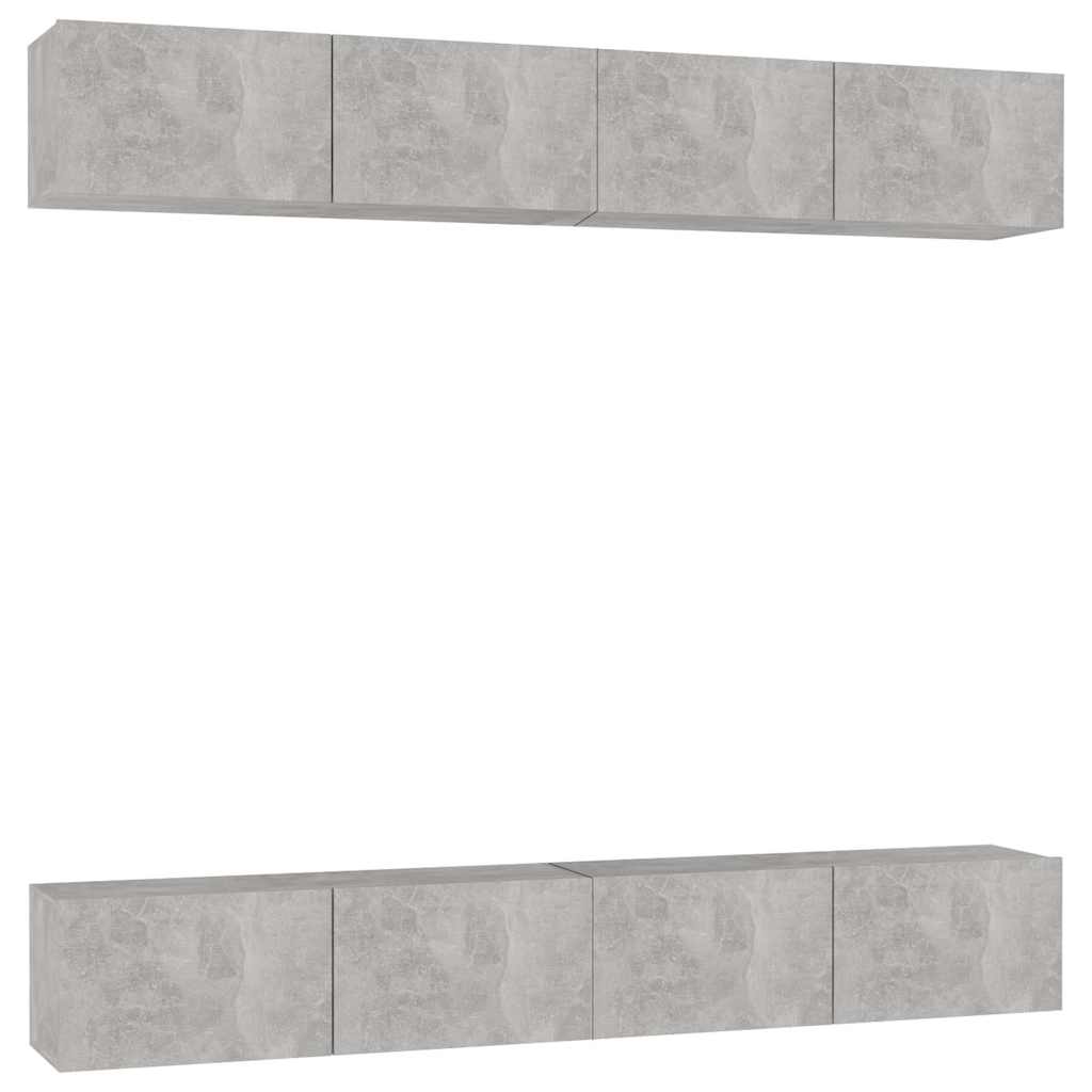 4 Piece TV Cabinet Set Concrete Grey 100x30x30 cm Engineered Wood