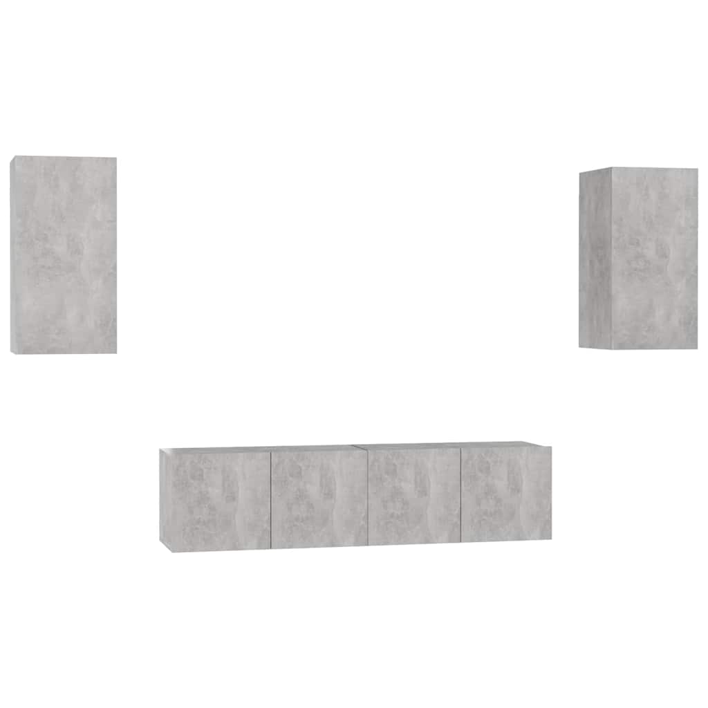 4 Piece TV Cabinet Set Concrete Grey Engineered Wood