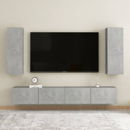 vidaXL 4 Piece TV Cabinet Set Concrete Grey Engineered Wood